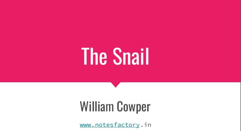 Read more about the article The Snail – William Cowper | WBBSE Class 10 English Solutions